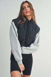 Black Crop Puffer Vest